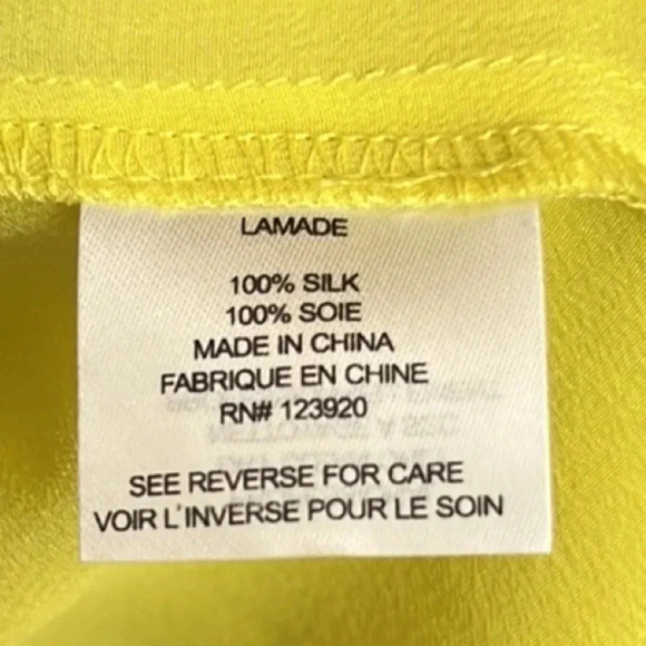 NEW LaMade Yellow Silk Long Sleeve Button Dress Size XS - Picture 6 of 7